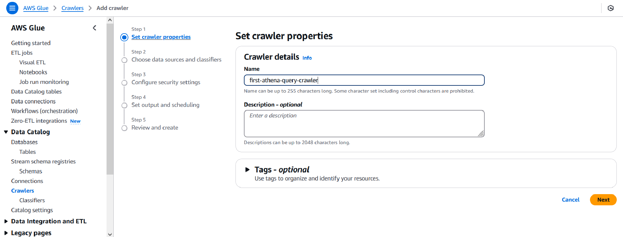 Crawler property page
