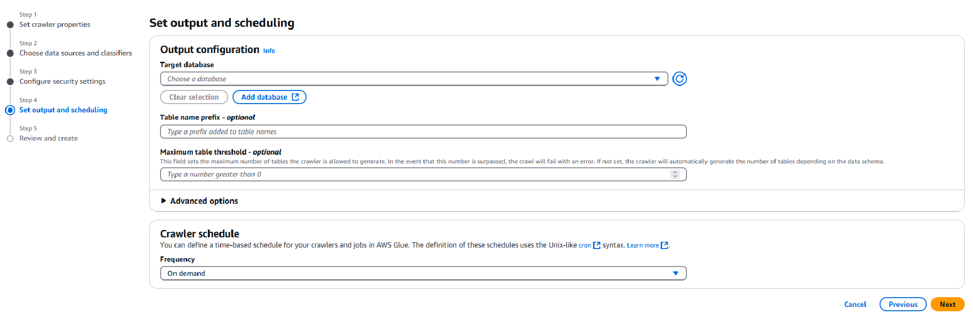 Output and scheduling page