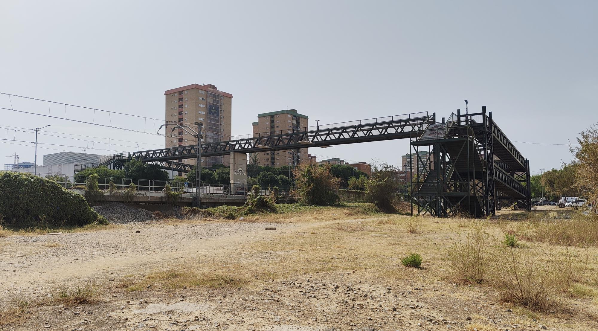 Iron bridge over railway tracks
