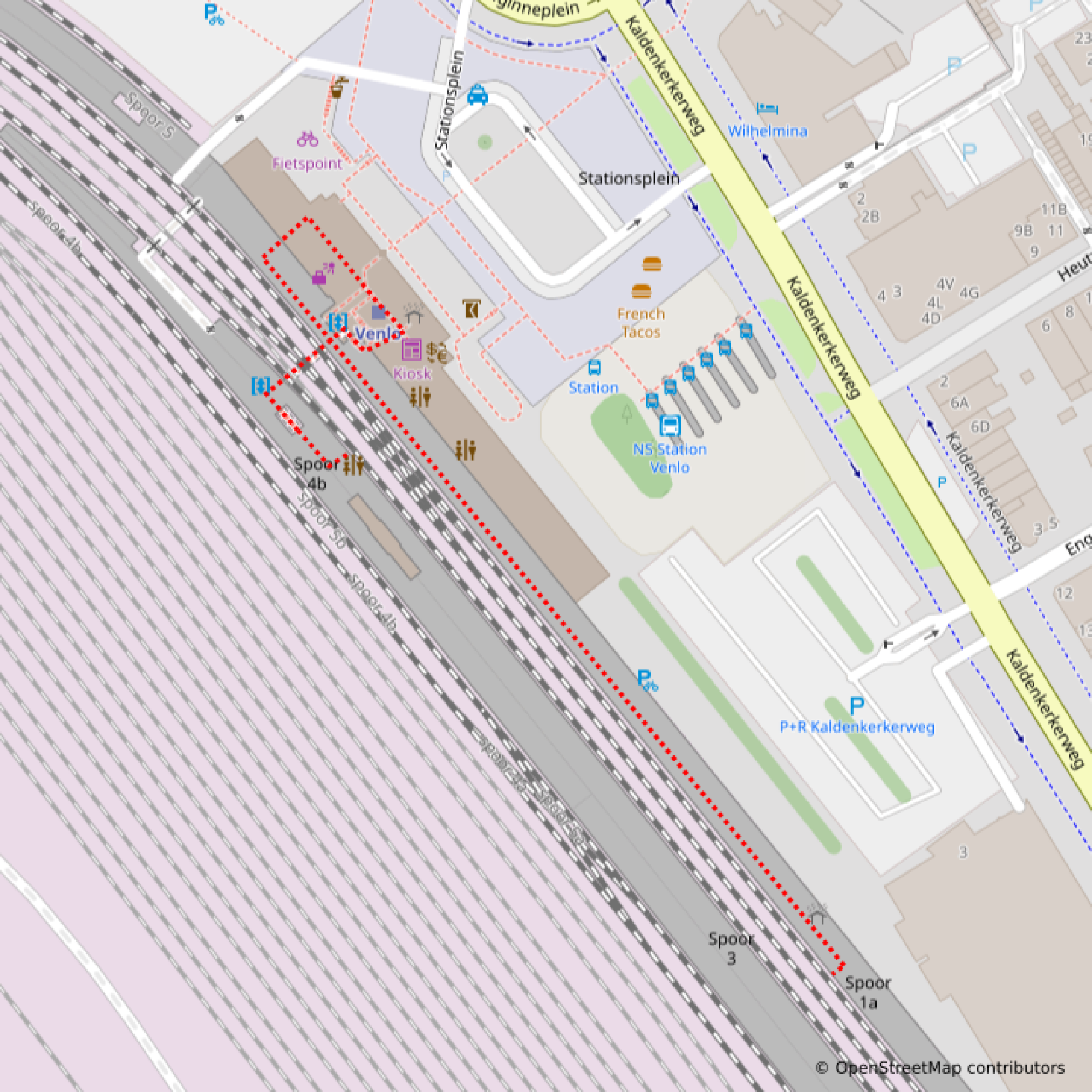 Station map with dotted line going from platform 1a to 3.